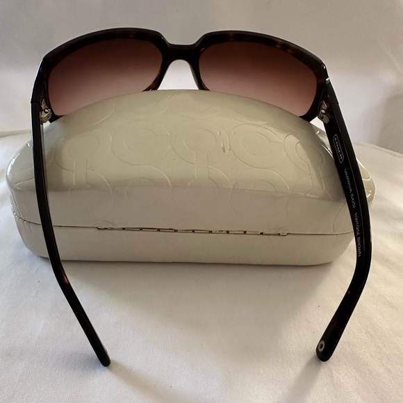 COACH S425 Samantha Black Rectangle Sunglasses Bling Polka Dot Accents & Case - Picture 4 of 8